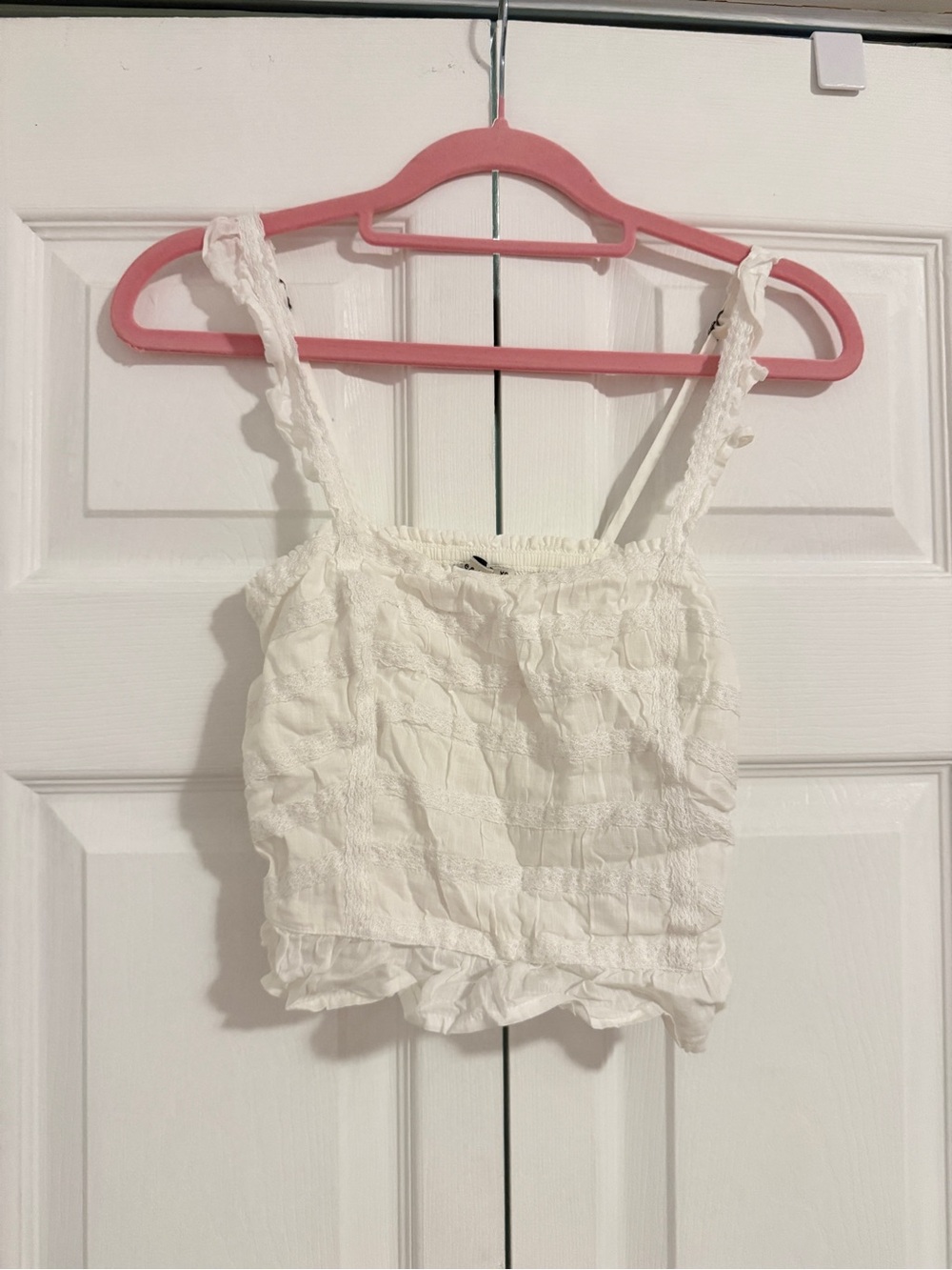 NWOT Abercrombie & Fitch White Smocked Cotton Crop Top, Size XS